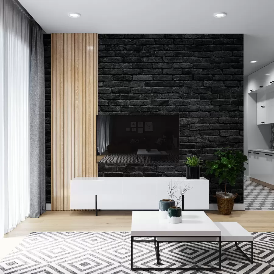 peintures murales Papier peint en briques noires u53027