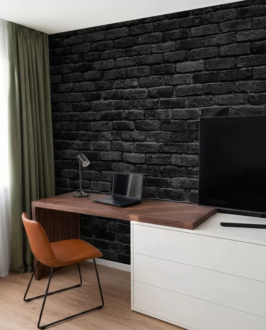 wall murals Black brick wallpaper u53027