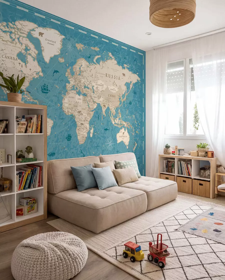 murales Atlas antiguo en turquesa u50378
