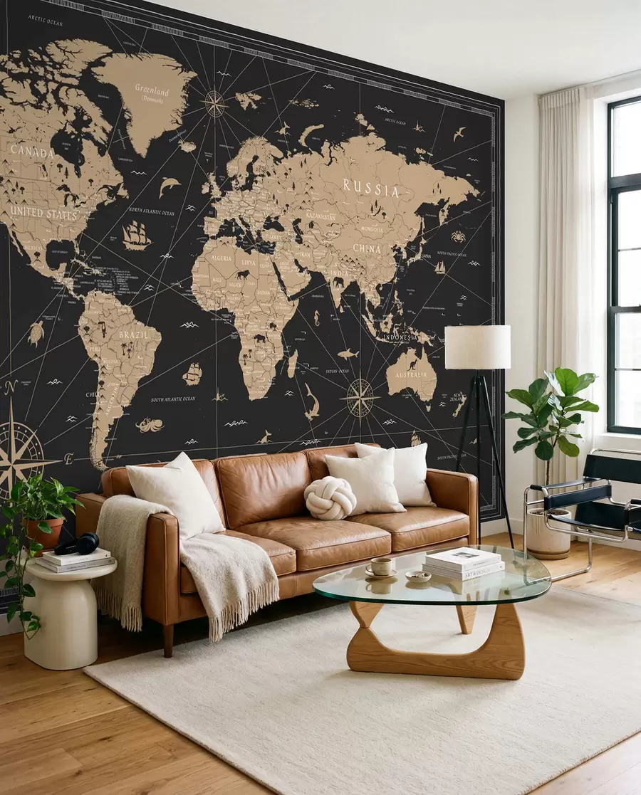 peintures murales Carte du monde vintage u50401