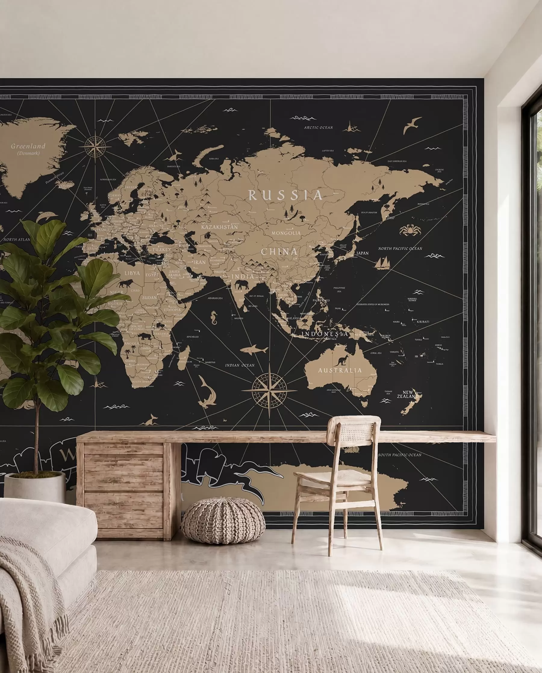 Wall Mural Photo Wallpaper World Map after Dark u50401