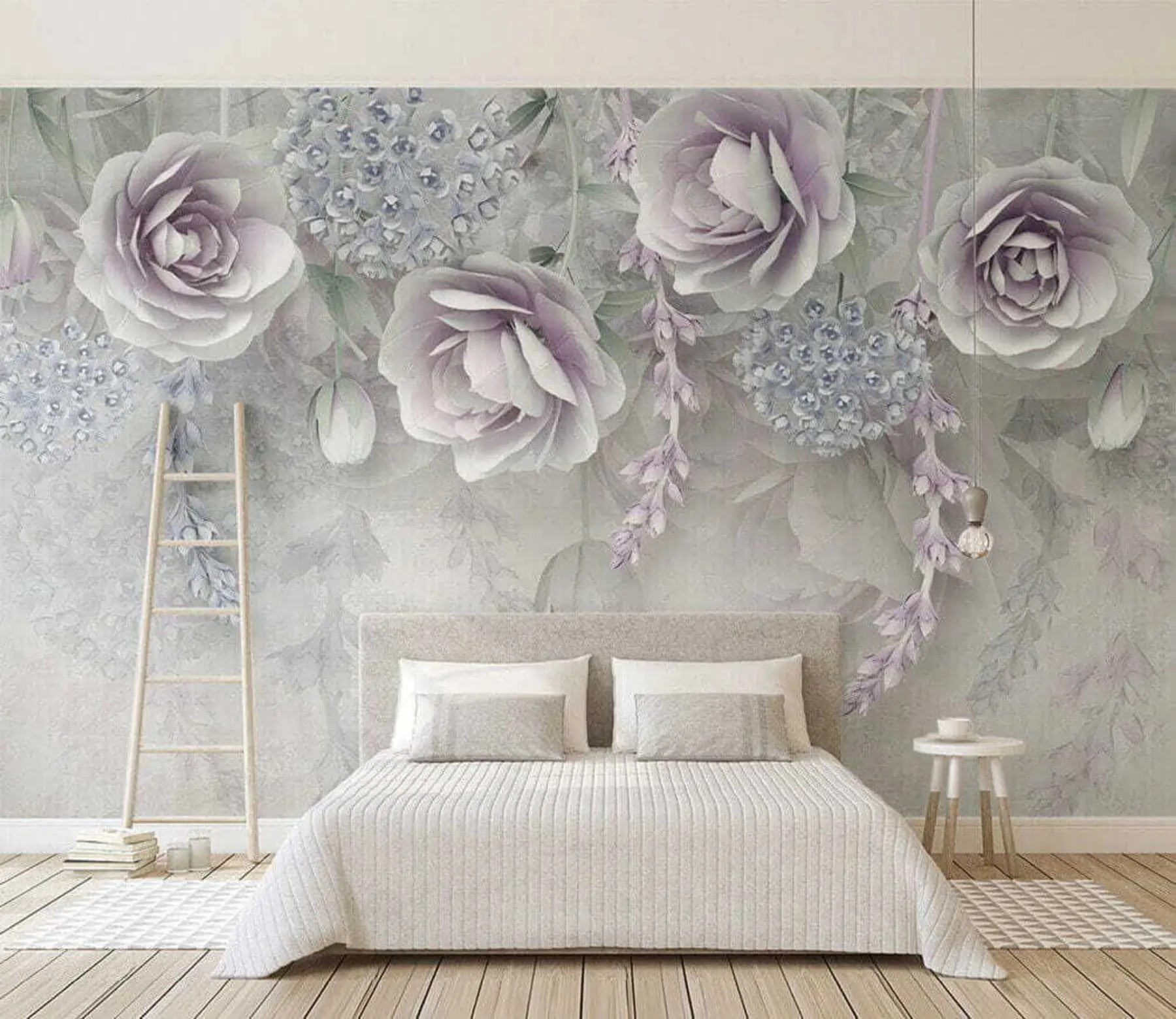 Wall Mural Photo Wallpaper Purple flowers and crystals u01597