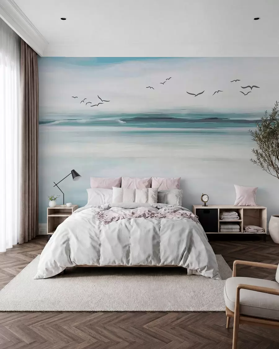 peintures murales Mouettes sur les flots peints u05695