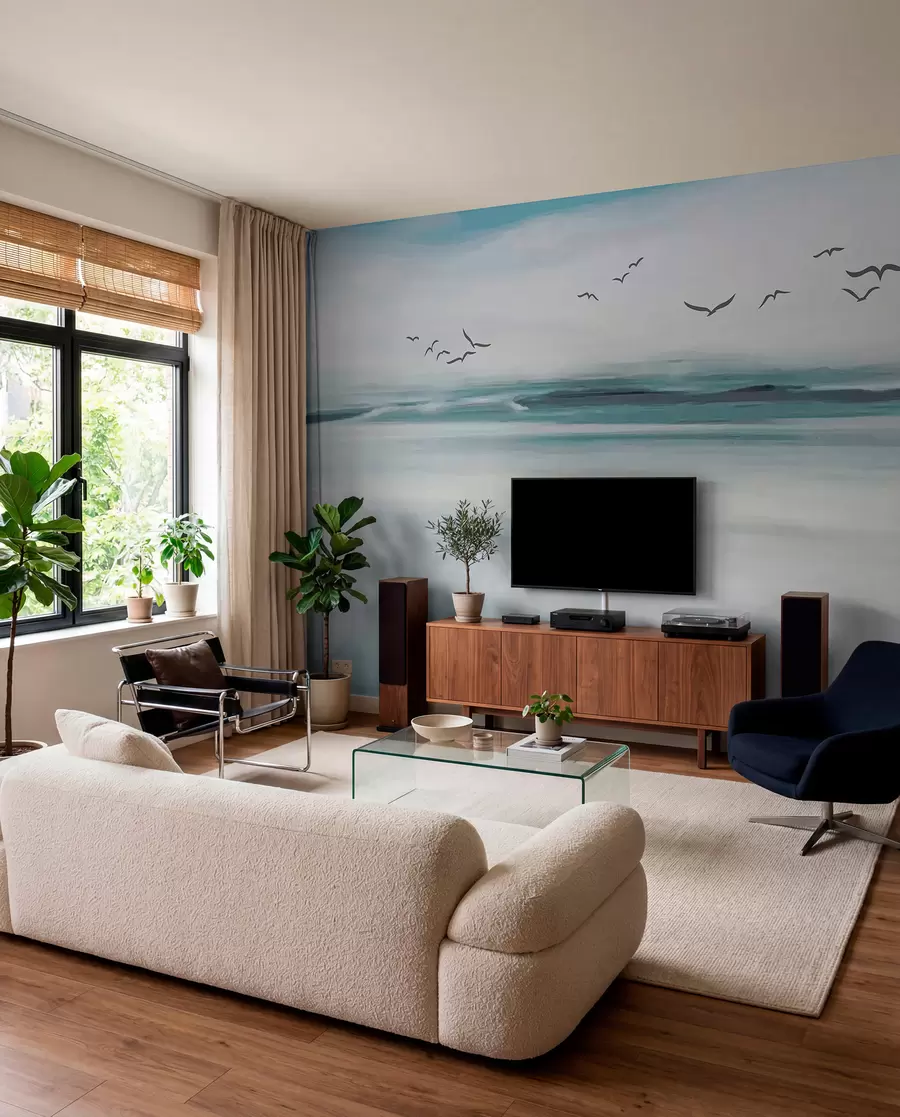 peintures murales Mouettes au-dessus de la mer u05695