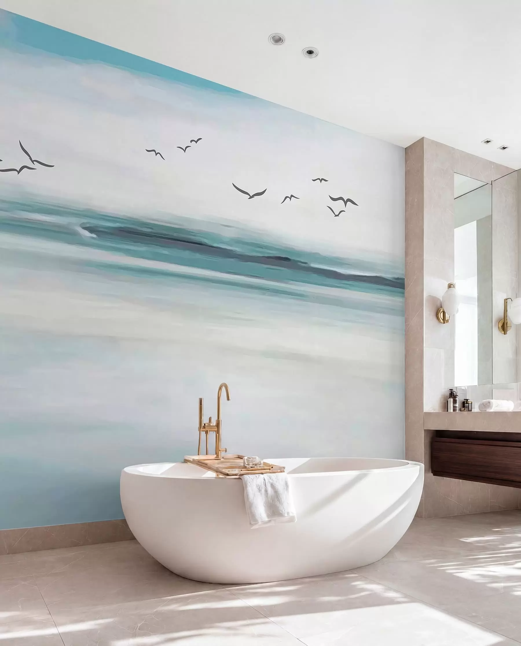 wall murals Seagulls over the sea u05695