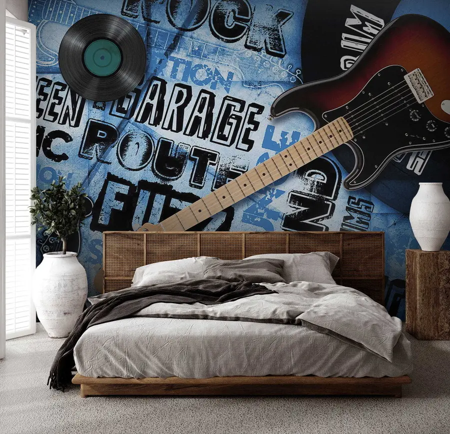 murales Instrumento musical, guitarra y azul u06794