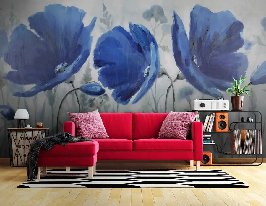 Wall Mural Photo Wallpaper Blue flowers u07033