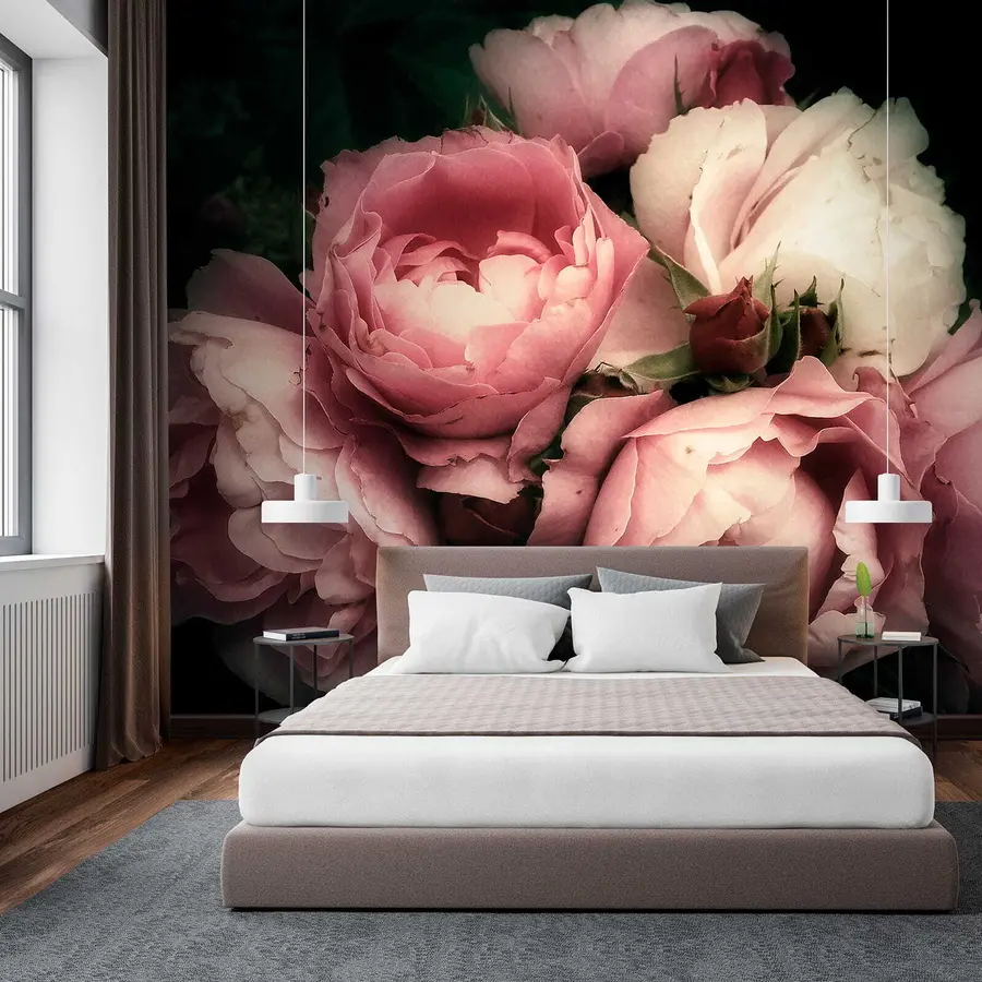 murales Delicadas peonías rosas u08062