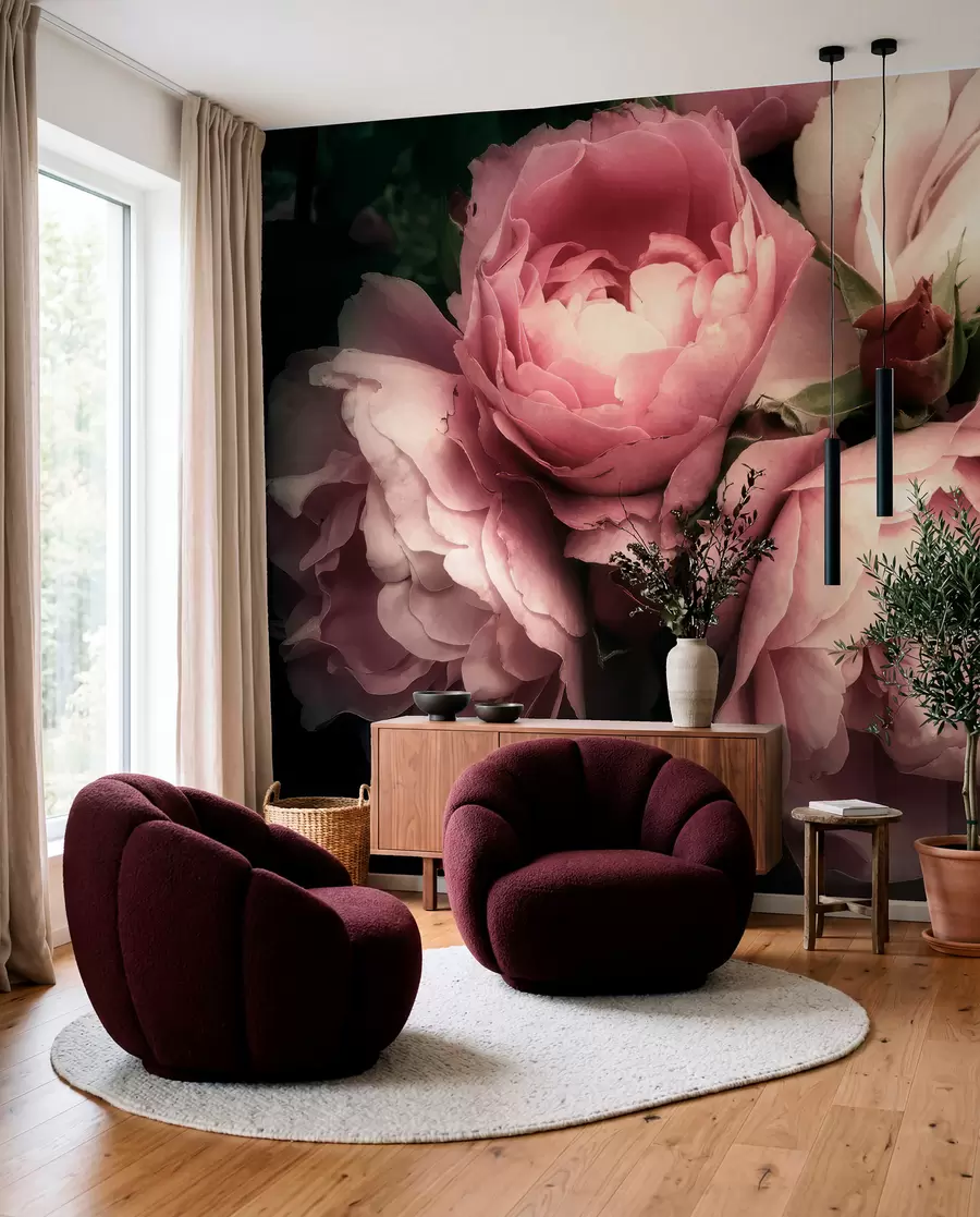 wall murals Delicate pink peonies u08062