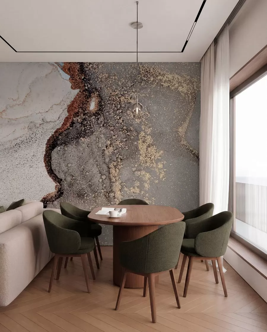 Wall Mural Photo Wallpaper Stone Veins in Smoke and Rust u08653