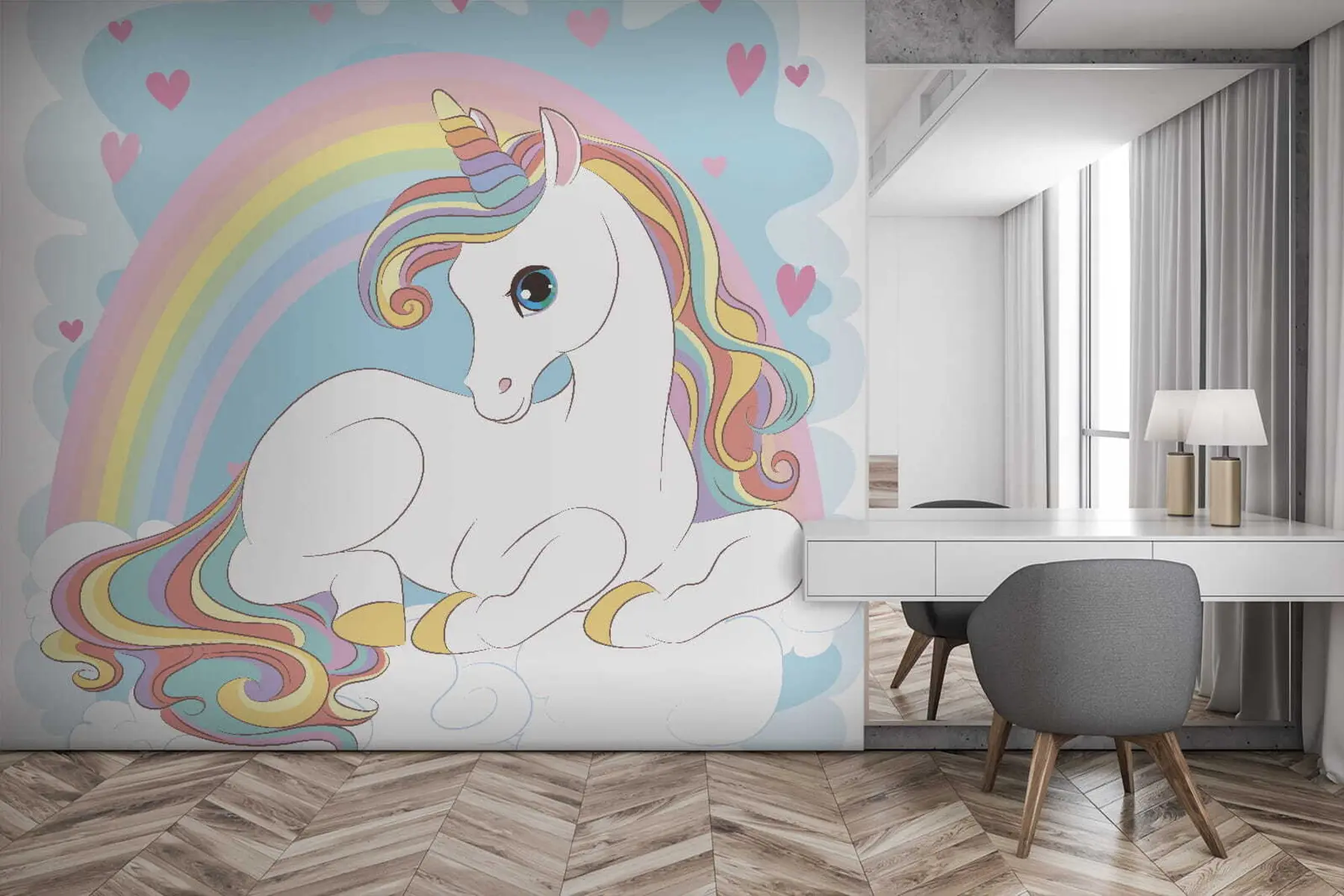 wall murals Unicorn on a Cloud u10971