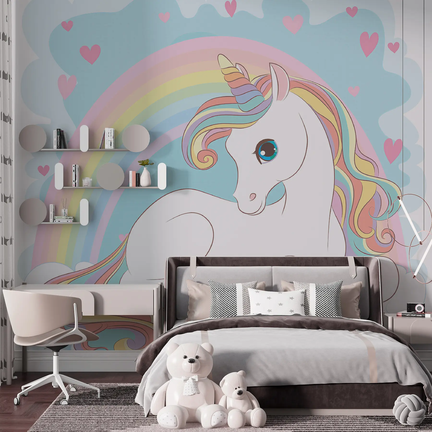 peintures murales Arc-en-ciel, blanc et vertébrés u10971