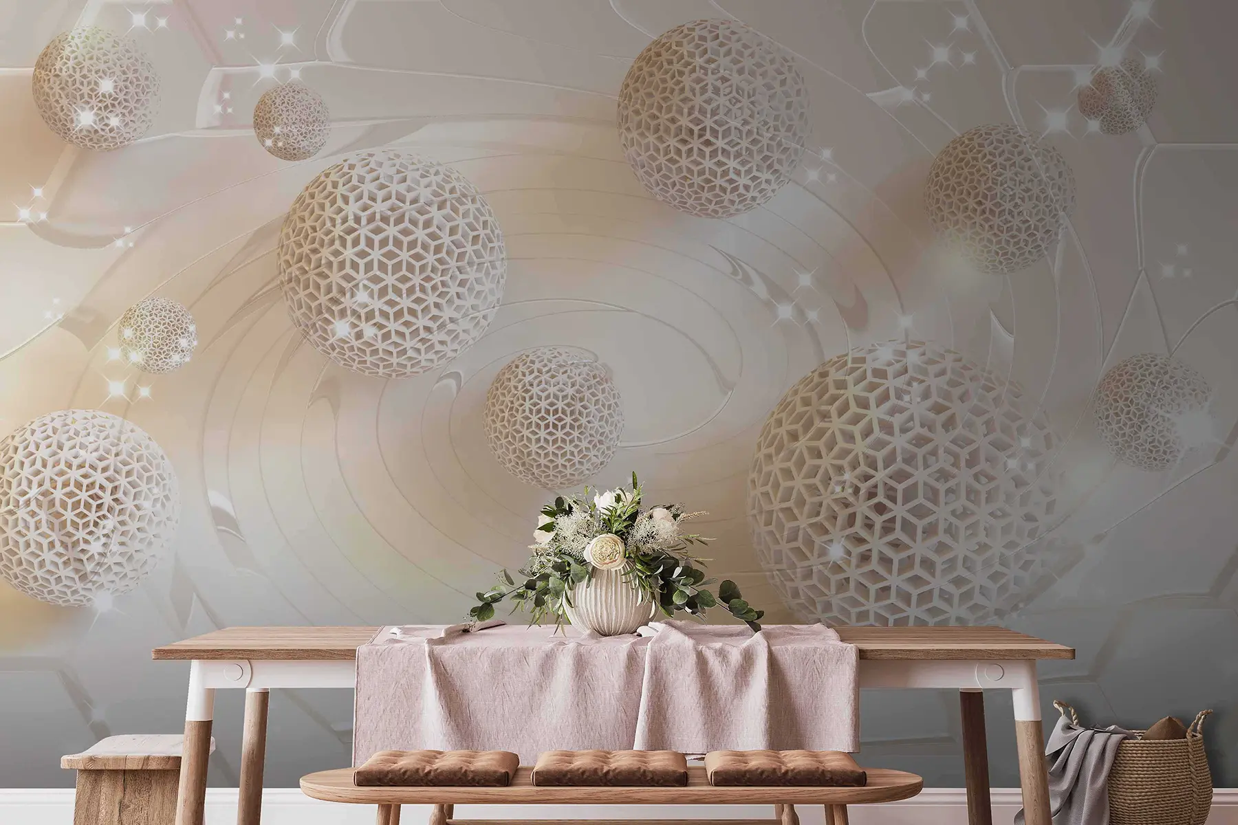 murales Esferas enrejadas y purpurina u12282