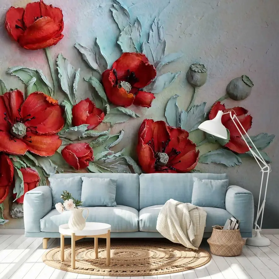 Wall Mural Photo Wallpaper Poppies 3d u12788