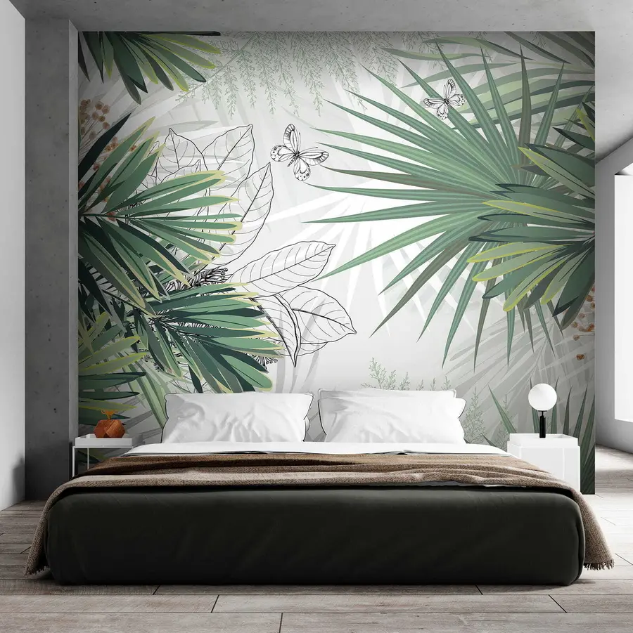 Wall Mural Photo Wallpaper Green branches of palm trees u12819