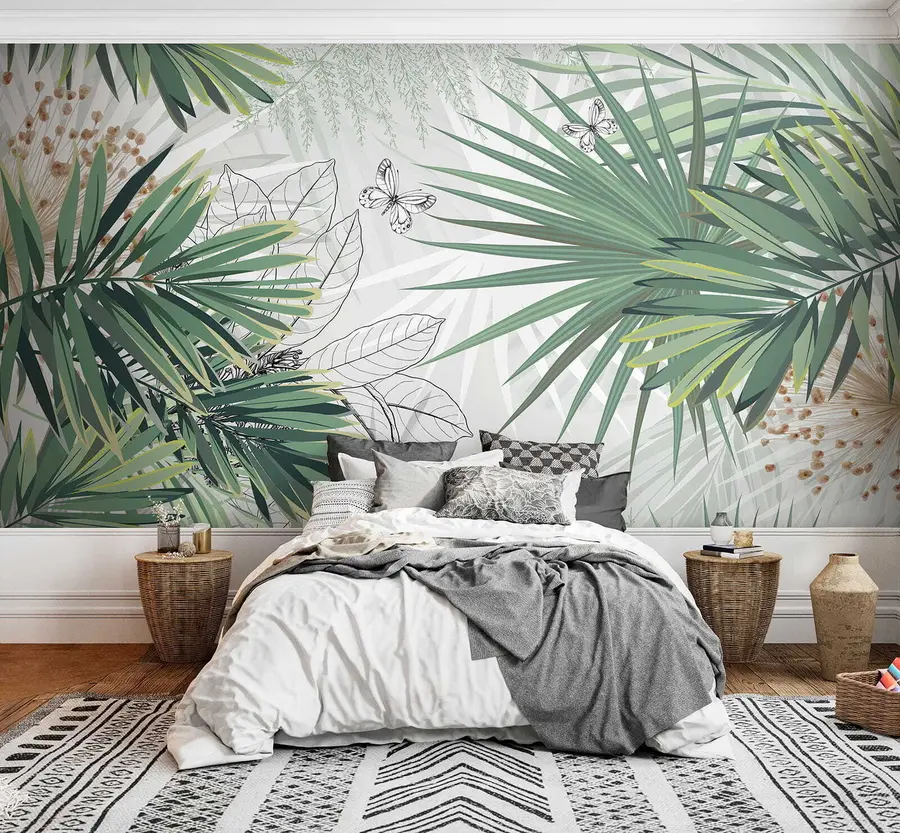 Wall Mural Photo Wallpaper Green branches of palm trees u12819