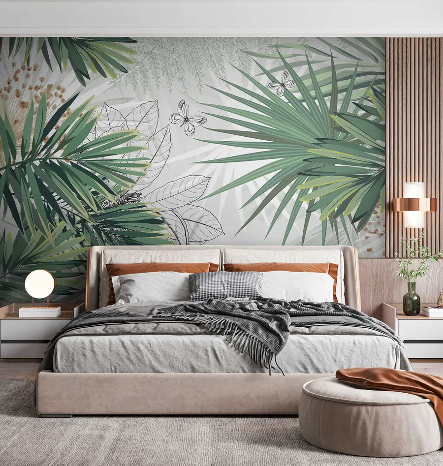 murales Ramas verdes de palmeras u12819