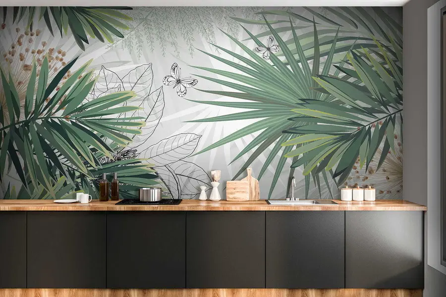 Wall Mural Photo Wallpaper Green branches of palm trees u12819