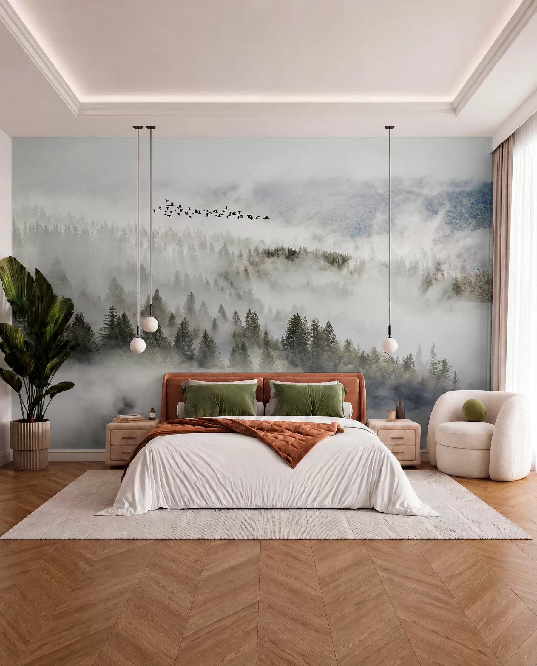 peintures murales Oiseaux survolant la brume u13823