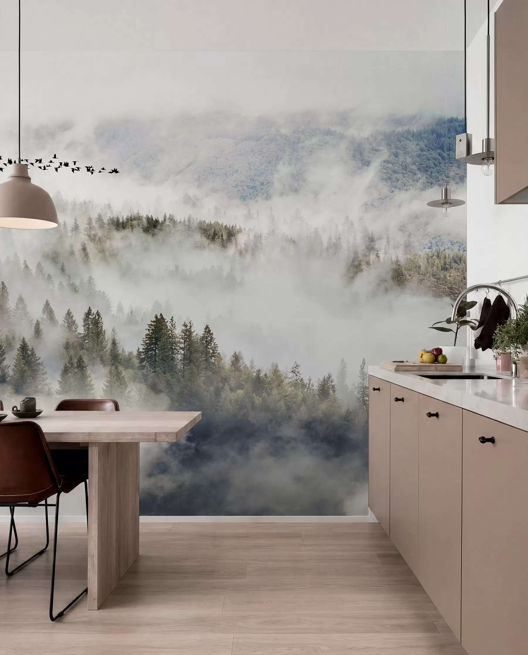 wall murals Birds above the Mist u13823