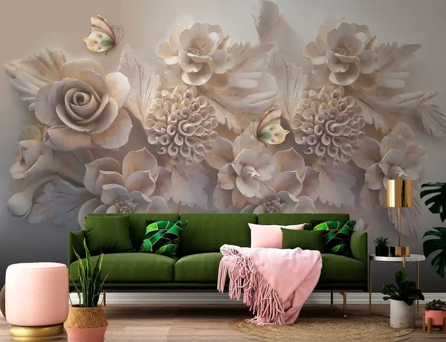 murais de parede Flores 3d u16644
