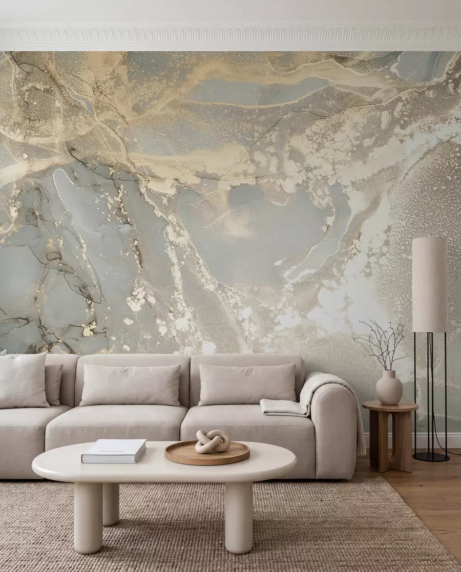 Wall Mural Photo Wallpaper Gray and yellow marble u17492