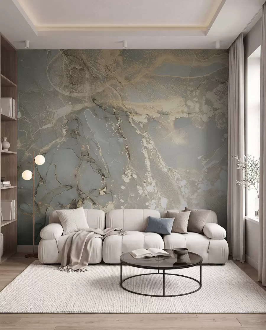 Wall Mural Photo Wallpaper Gray and yellow marble u17492