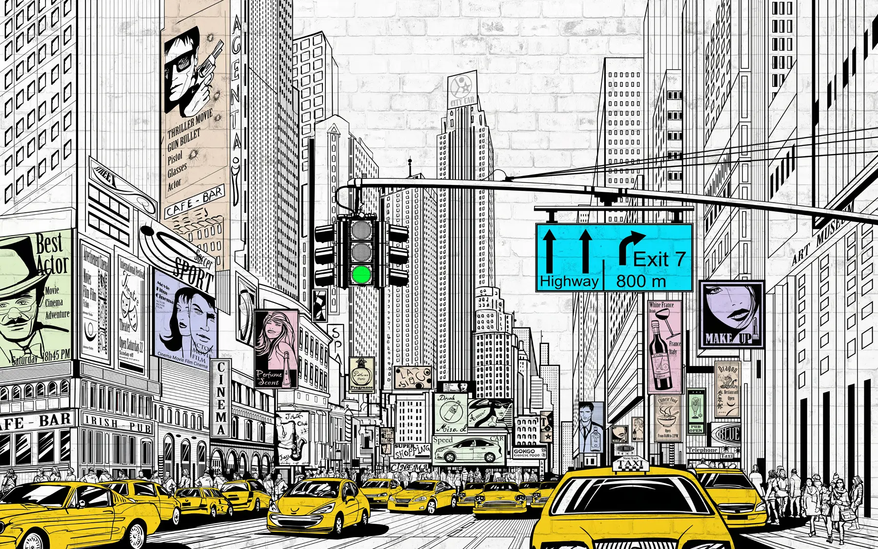 peintures murales Megapolis dans le style Comic u21095