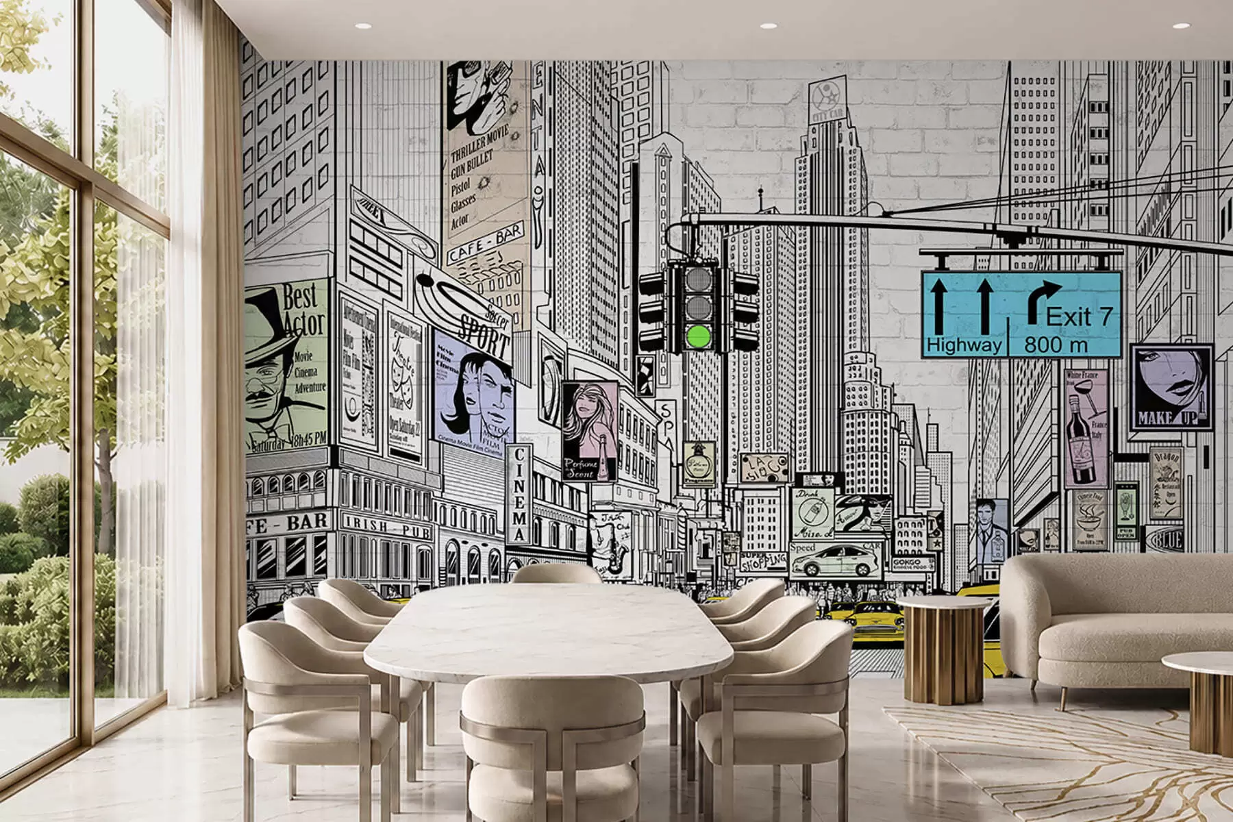 Wall Mural Photo Wallpaper Megapolis in the Comic style u21095