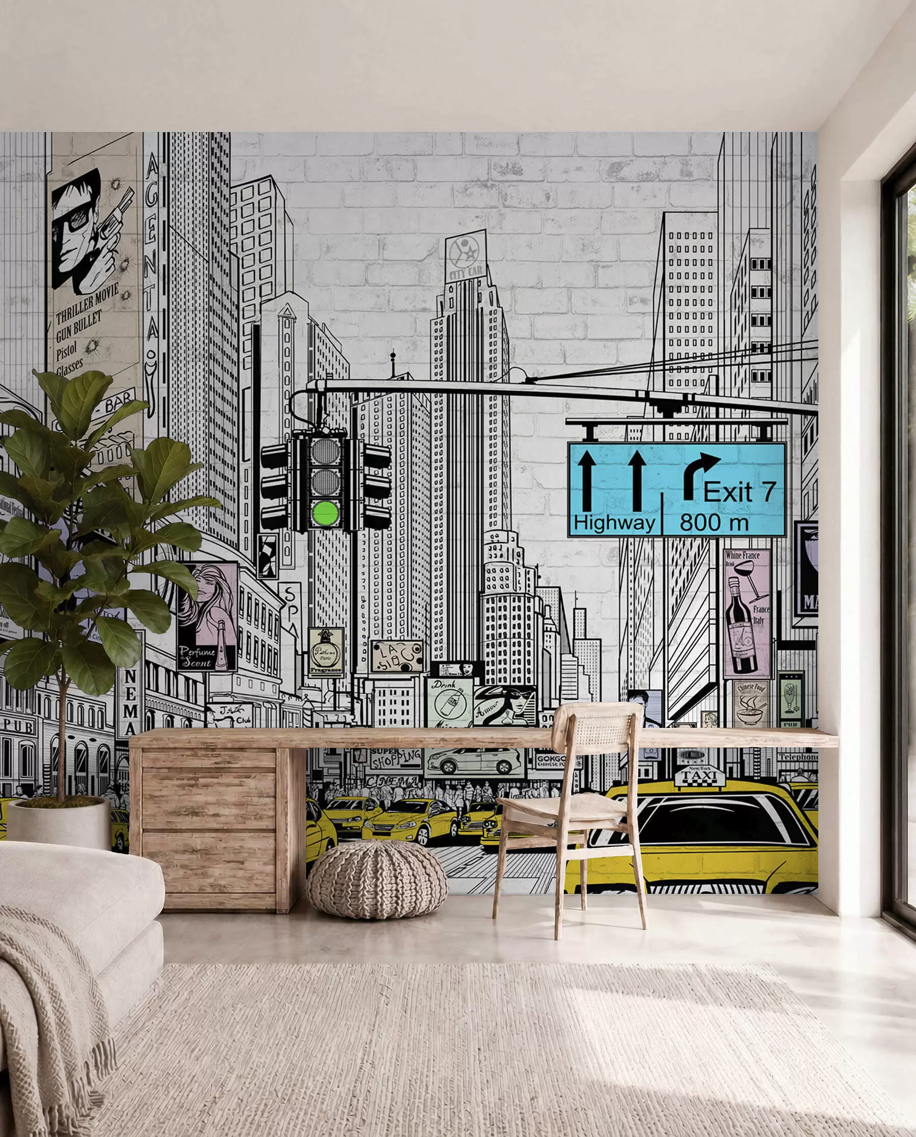 Wall Mural Photo Wallpaper Megapolis in the Comic style u21095