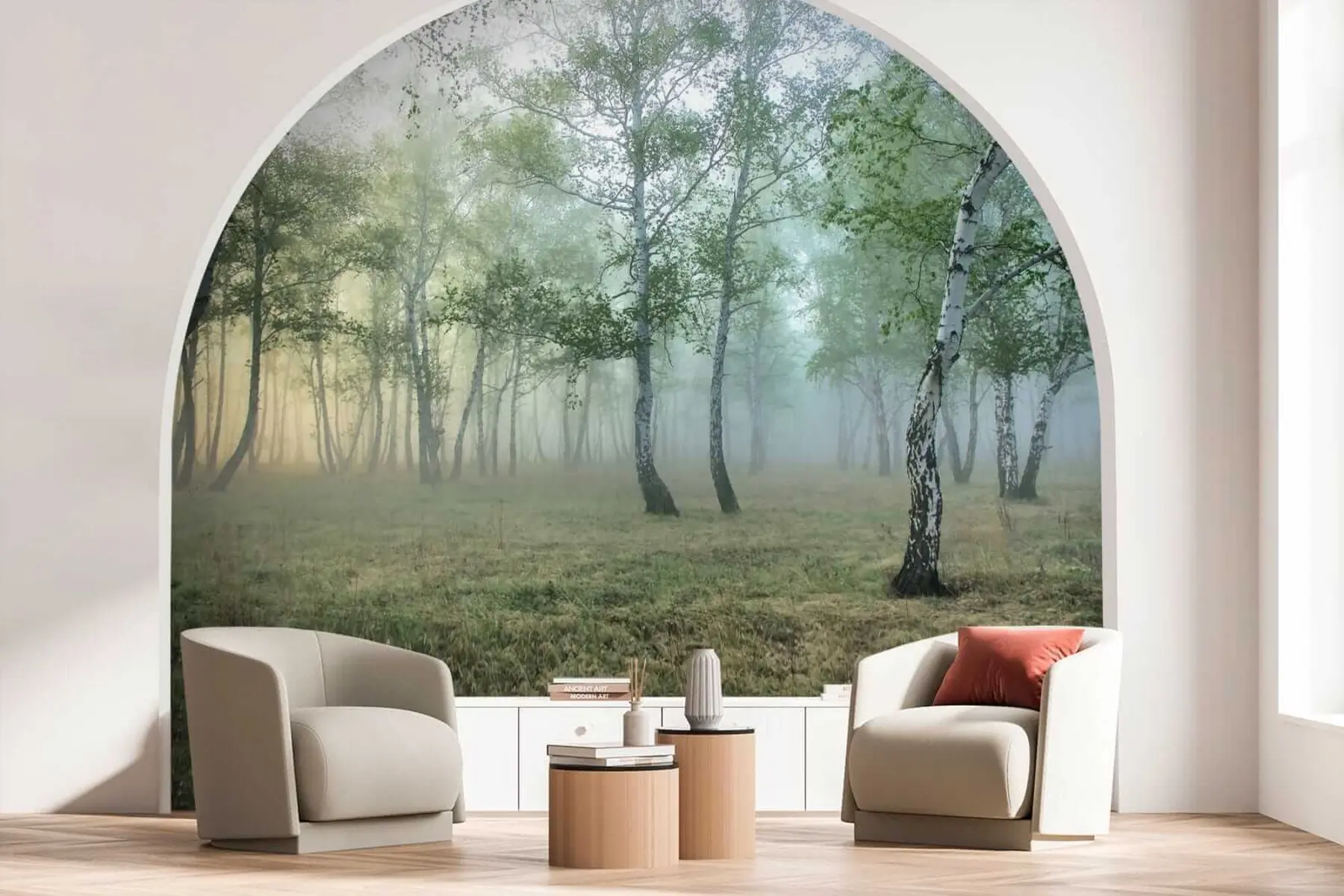 Wall Mural Photo Wallpaper Fog Birch Forest u25820