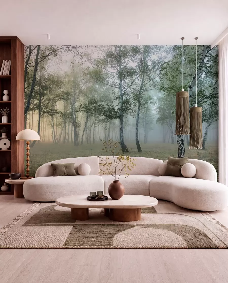 Wall Mural Photo Wallpaper Fog Birch Forest u25820