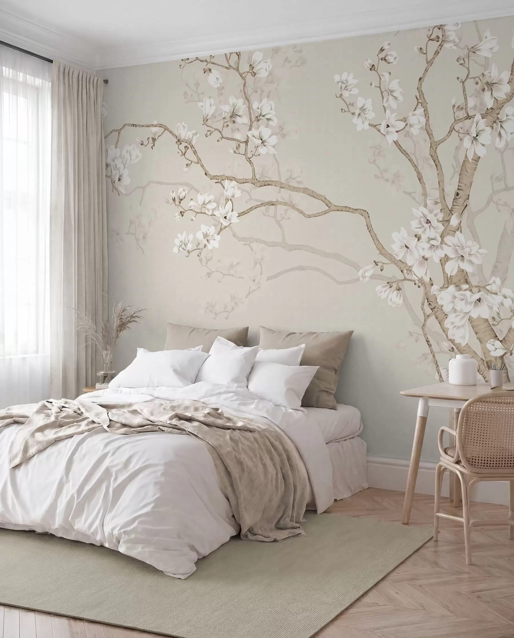wall murals Flowering tree and birds u25842