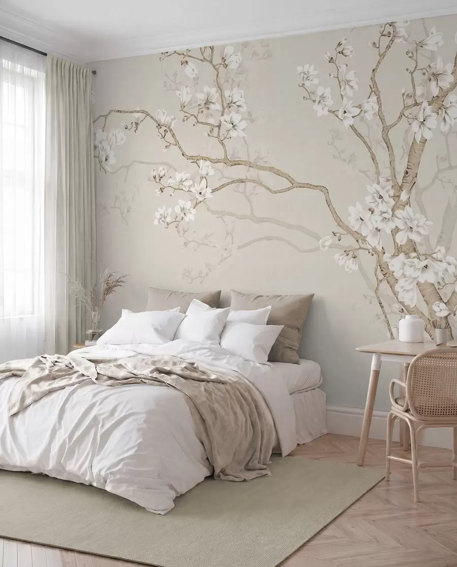 wall murals Flowering tree and birds u25842