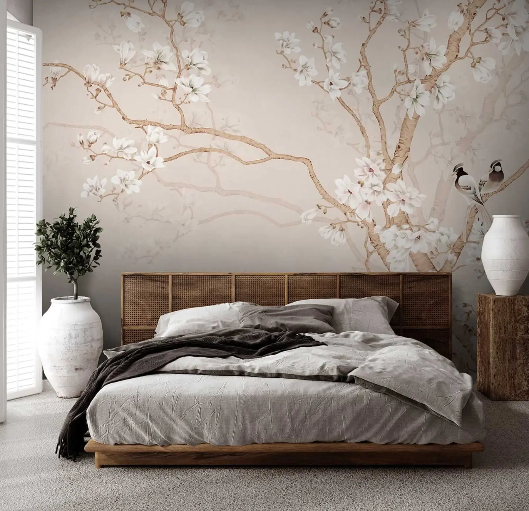 murales Árbol en flor y pájaros u25842