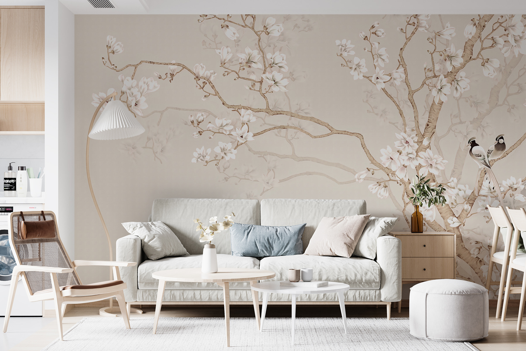 【MURAL】ミューラル　ウィンドブレーカー　0164 Wallpaper murals for wall Flowering tree and birds nr