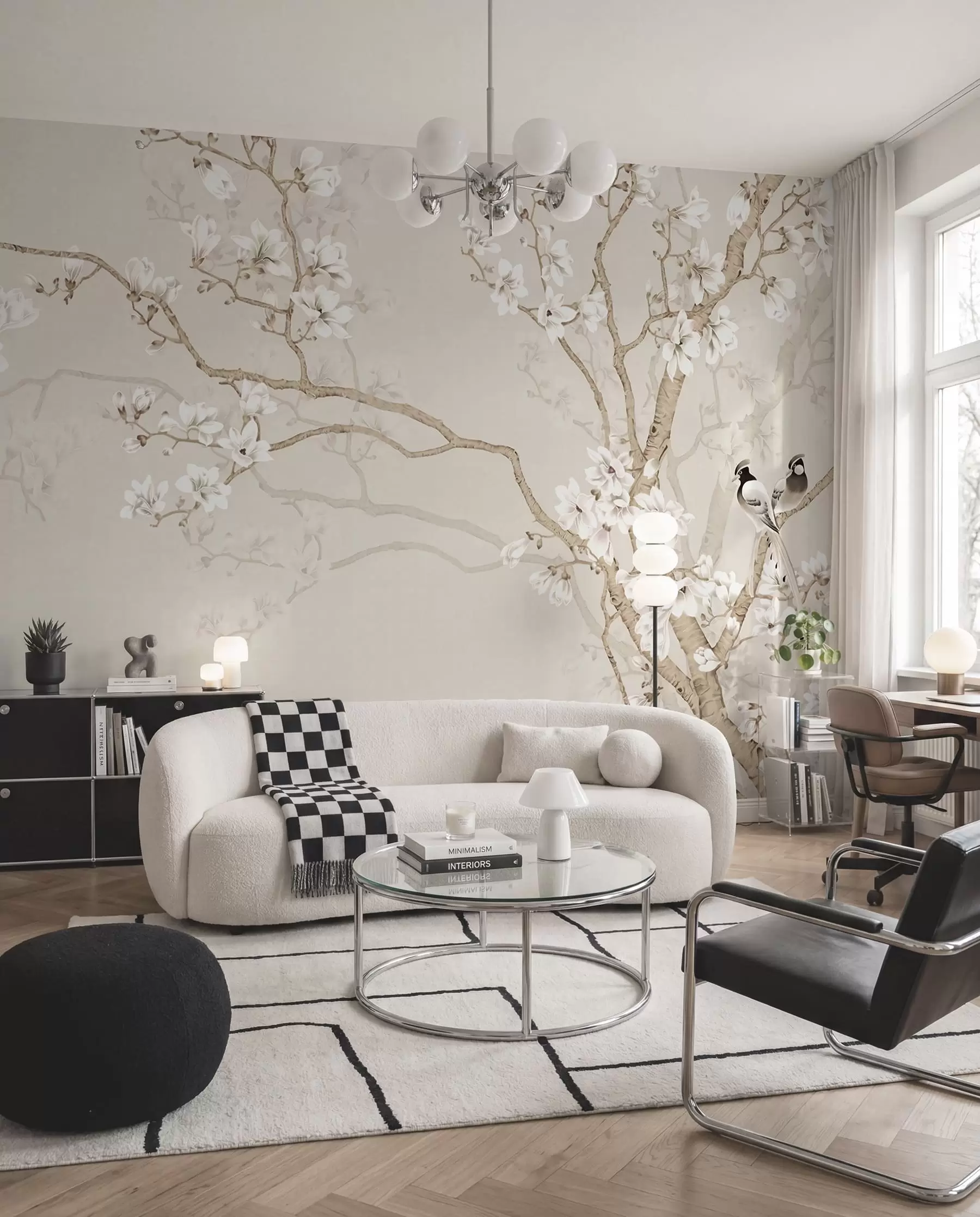 Wall Mural Photo Wallpaper Flowering tree and birds u25842
