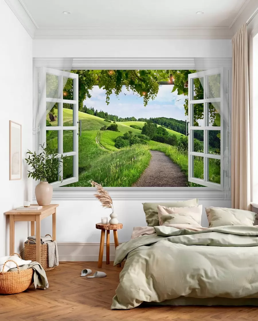 wall murals View from the window to the clearing u28196