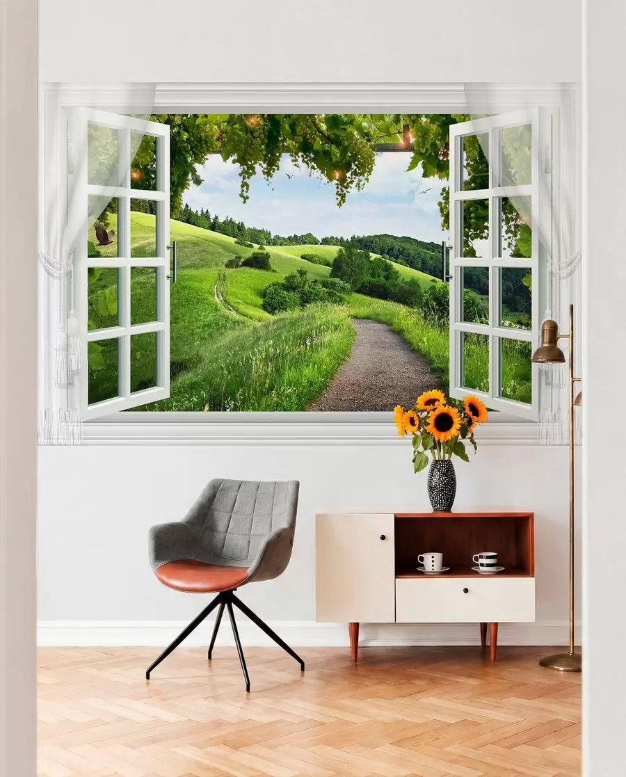 wall murals View from the window to the clearing u28196