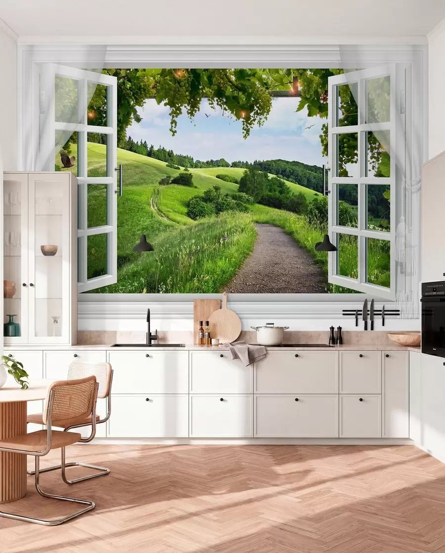 wall murals View from the window to the clearing u28196