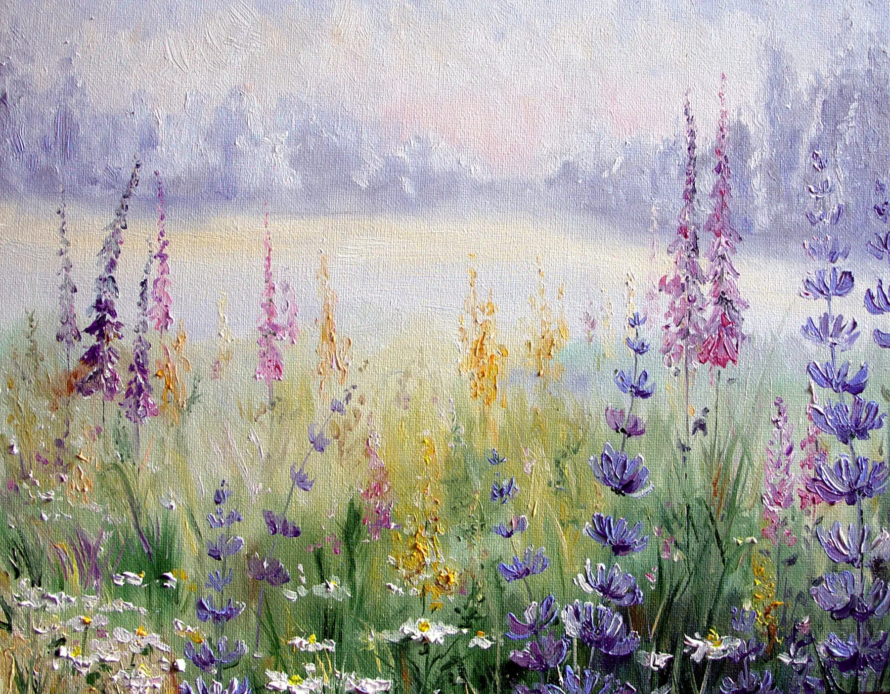 Wall Mural Photo Wallpaper Flower meadow, oil painting u30067