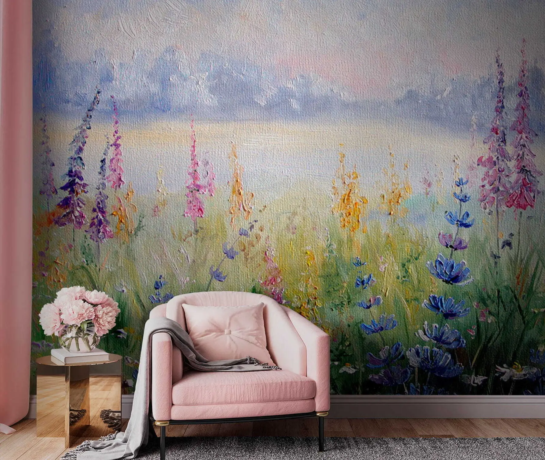 Wall Mural Photo Wallpaper Flower meadow, oil painting u30067