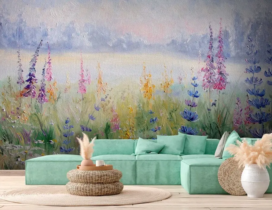 Wall Mural Photo Wallpaper Flower meadow, oil painting u30067