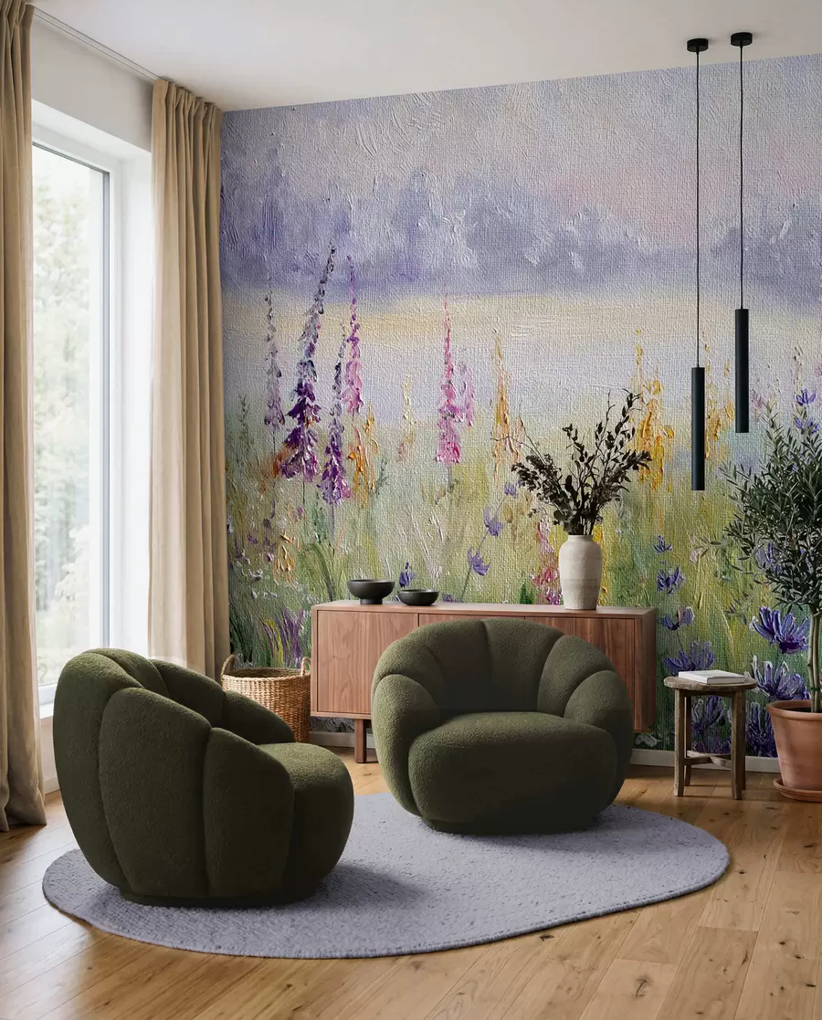 Wall Mural Photo Wallpaper Flower meadow, oil painting u30067