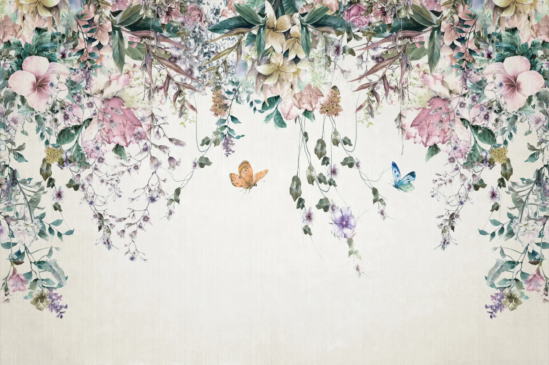 Wall Mural Photo Wallpaper Exotic flowers and butterflies u30601