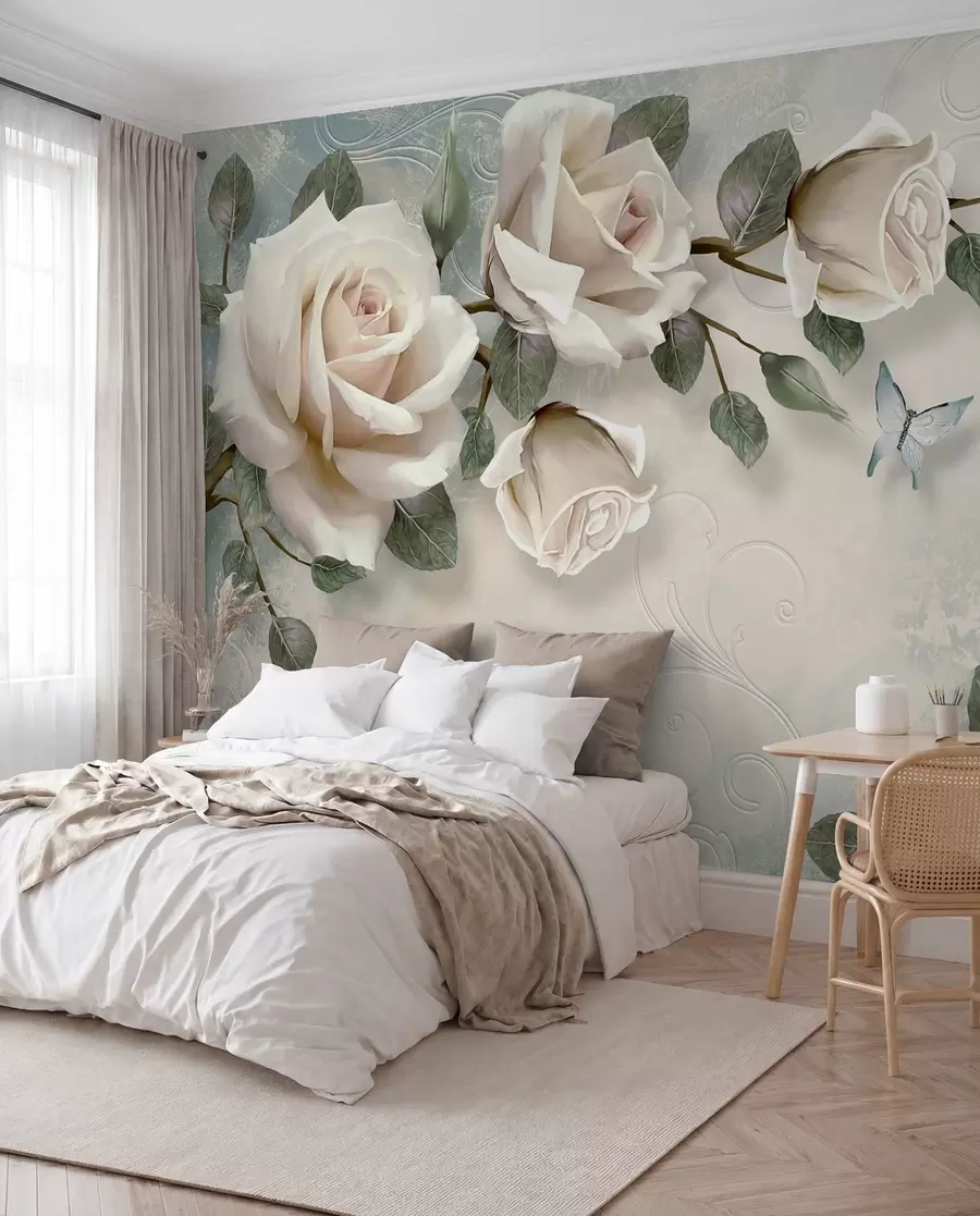peintures murales Roses crème u31353