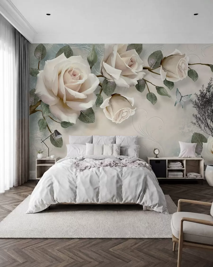 peintures murales Roses crème u31353