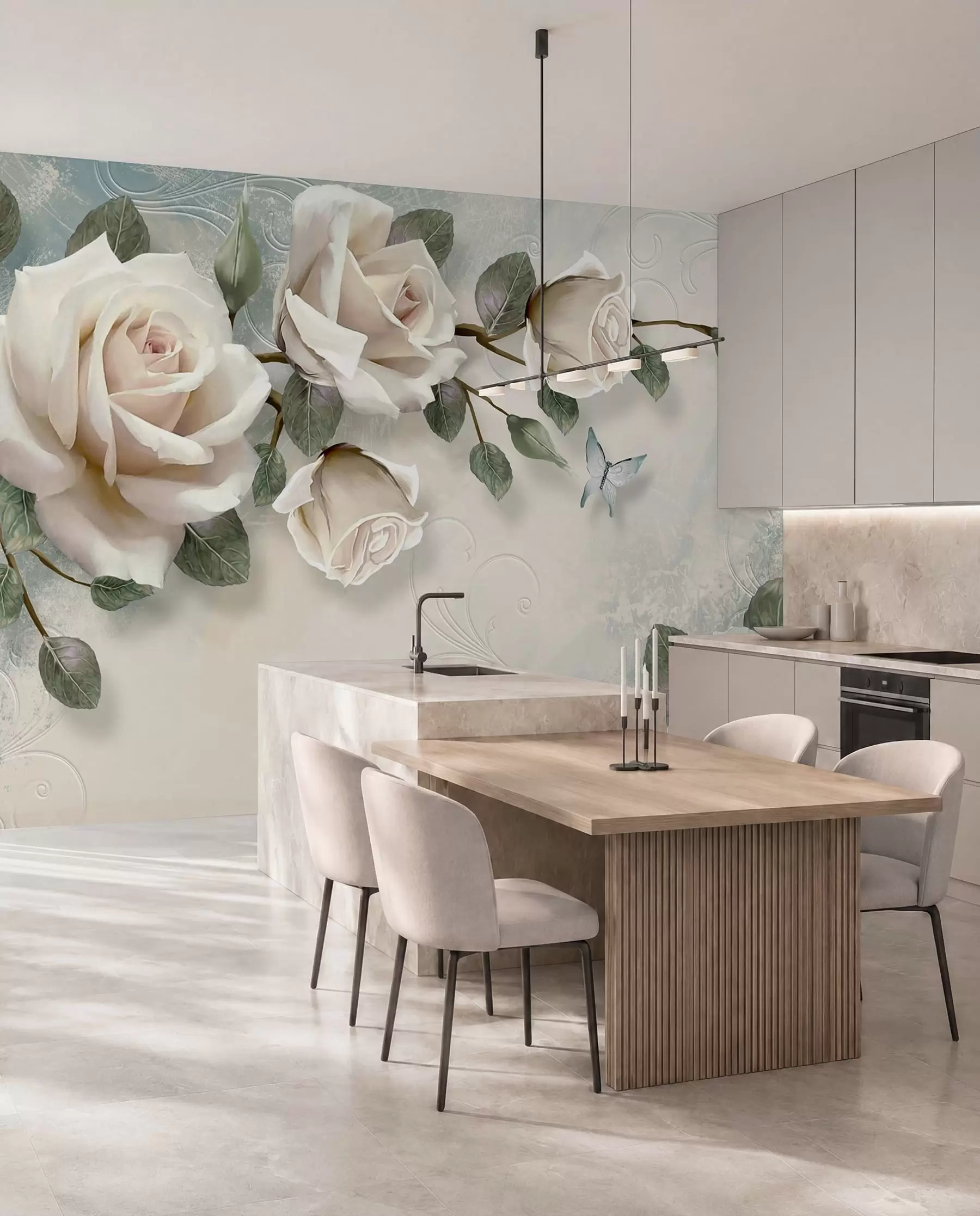 peintures murales Roses crème u31353