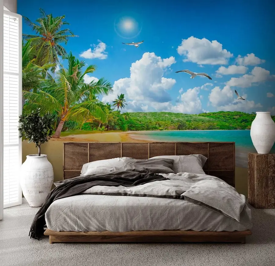 Wall Mural Photo Wallpaper Palm trees on the shore u31410