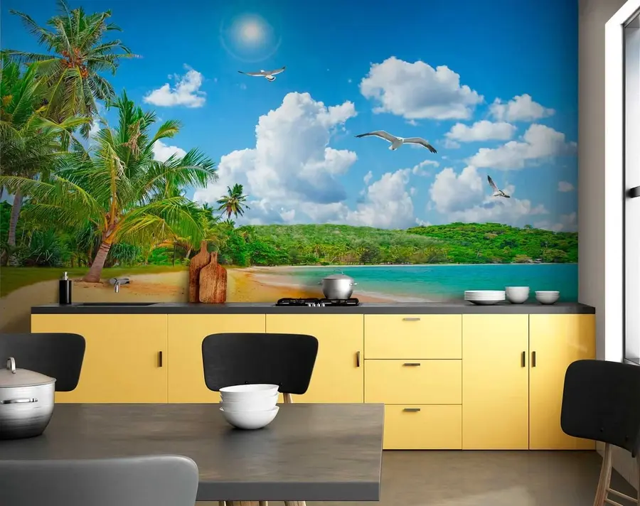 Wall Mural Photo Wallpaper Palm trees on the shore u31410